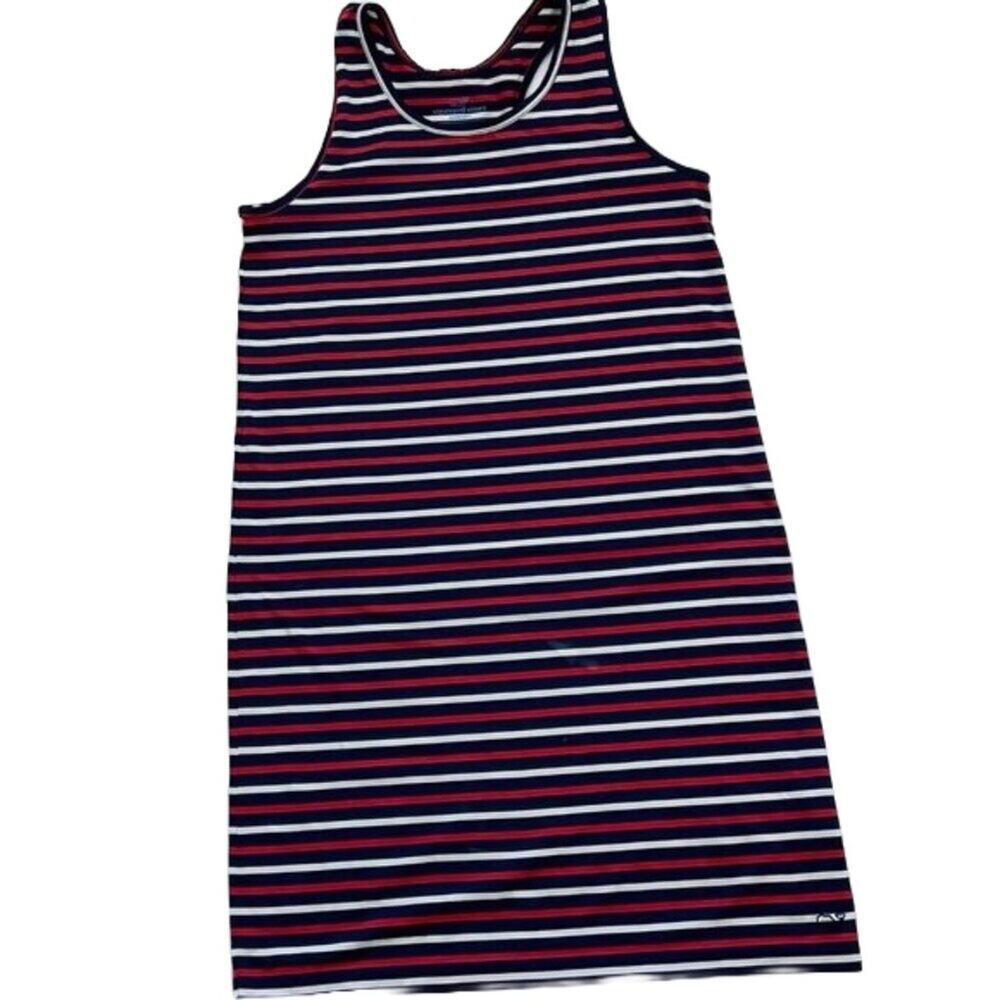 Vineyard Vines Girl's Sankaty Navy Striped Racerback Tank Dress, Coastal 14